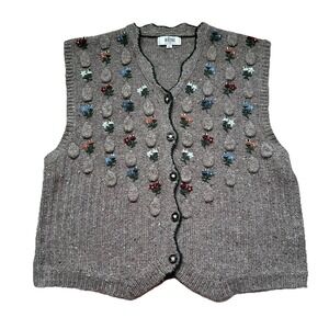 VTG 90s XL Wool Vest Embroidered Alpine Octoberfest Trachten Cottagecore Folk
